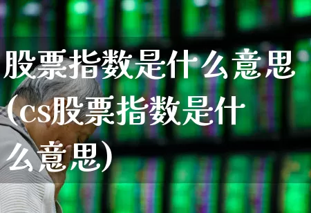 股票指数是什么意思(cs股票指数是什么意思)_https://www.xzdzcjn.com_上交所_第1张